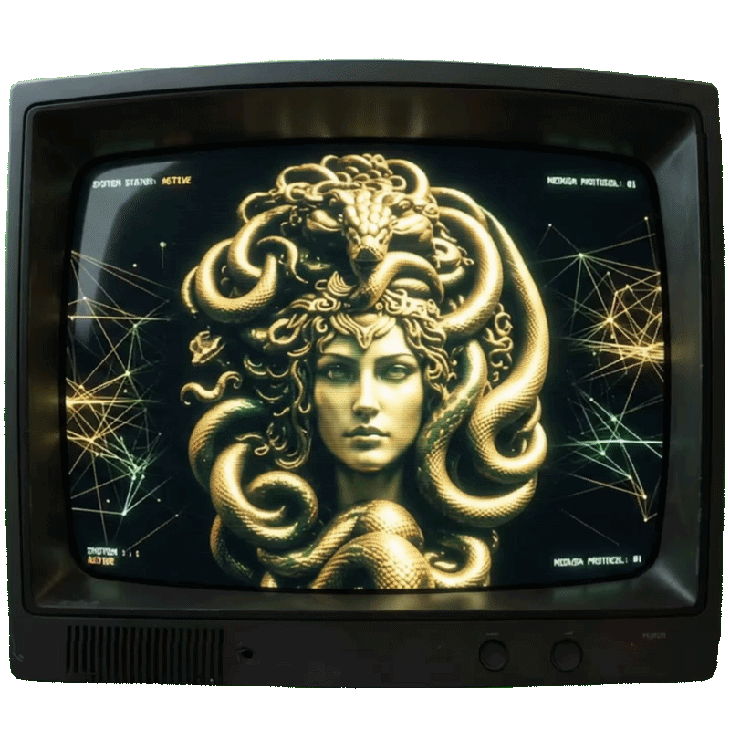 Abstract Medusa symbol in motion